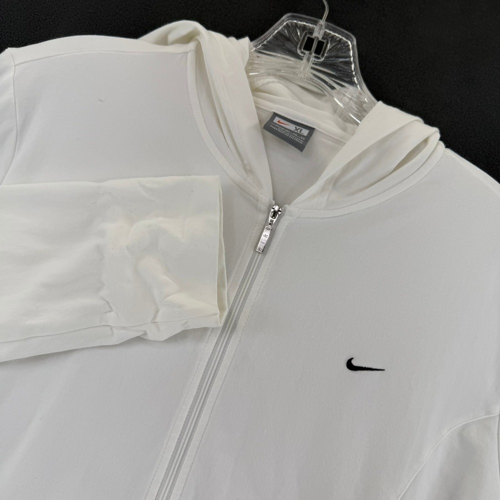 Nike Youth XL Full Zip Hoodie White Jacket Womens Small Embroidered Swoosh Y2K